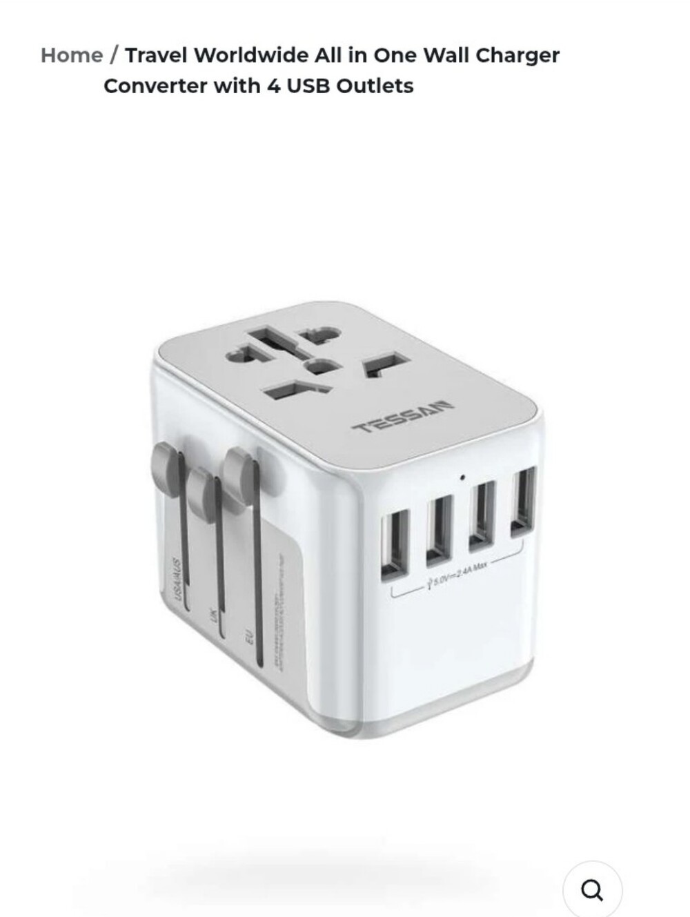 All in One Wall Charger Converter with 4 USB Outlets